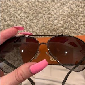 Authentic Tory Burch python and gunmetal aviators
